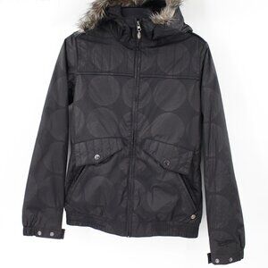 Burton ski jacket women's XS commuter jacket mp3 hooded full zip Geometric print